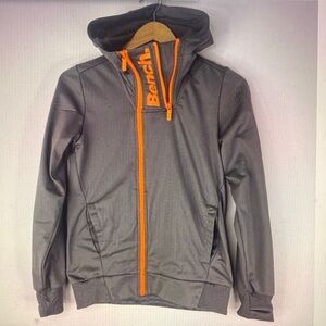 BENCH Activewear Girls Gray/Orange Trim Zip Up Hoodie Jacket Size Age 13/14